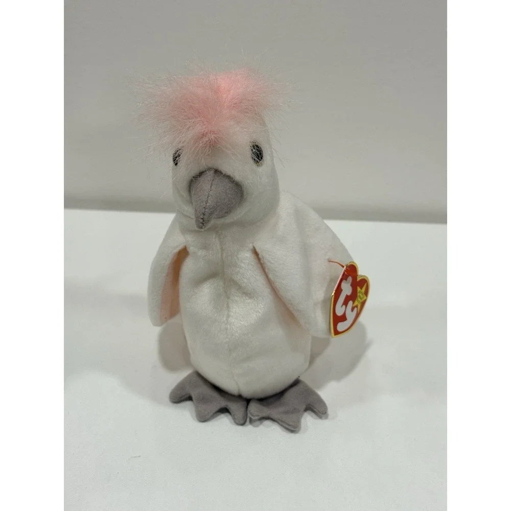 Ty Beanie Babies Kuku Cockatoo Bird With Tags *RARE ERRORS*